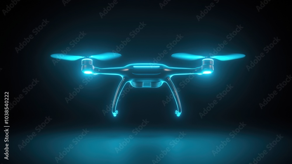 Futuristic drone with glowing blue lights Futuristic drone with glowing blue lights