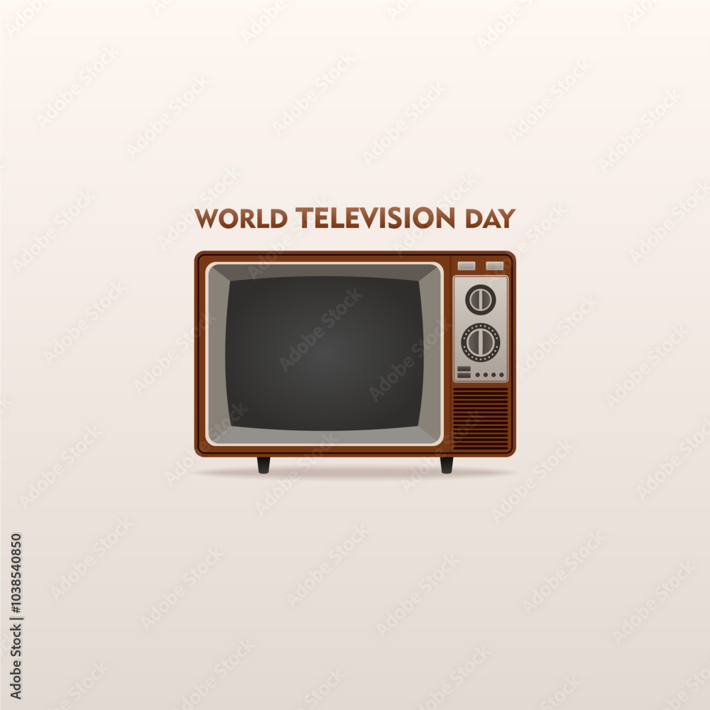 Old brown television design, suitable for World Television Day which is celebrated on 21 November Old brown television design, suitable for World Television Day which is celebrated on 21 November