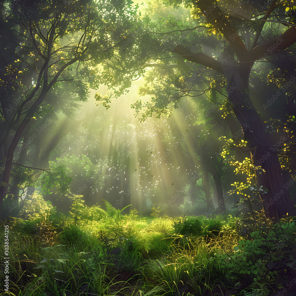 sun rays in the forest sun rays in the forest