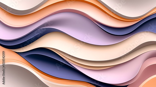 Abstract Wavy Background with Pastel Colors and Geometric Shapes