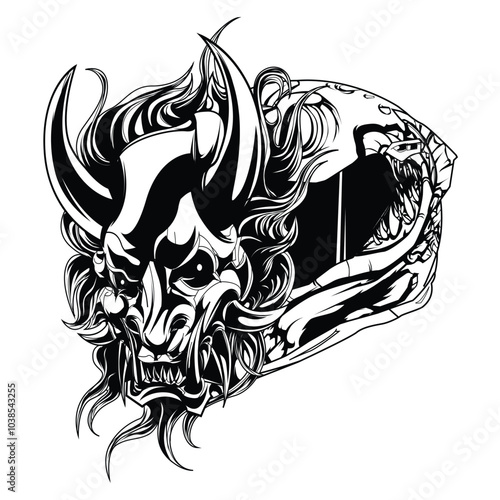 illustration line art and inking with theme motorcycle and helmet riders