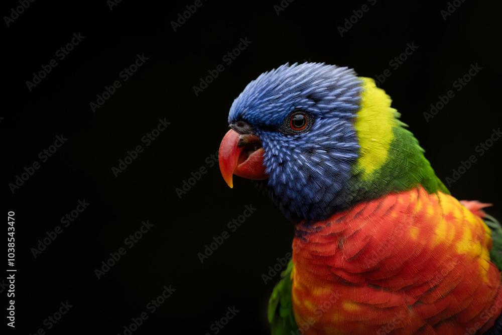 Naklejka premium Close-up of a Rainbow lorikeet parrot (Trichoglossus moluccanus)