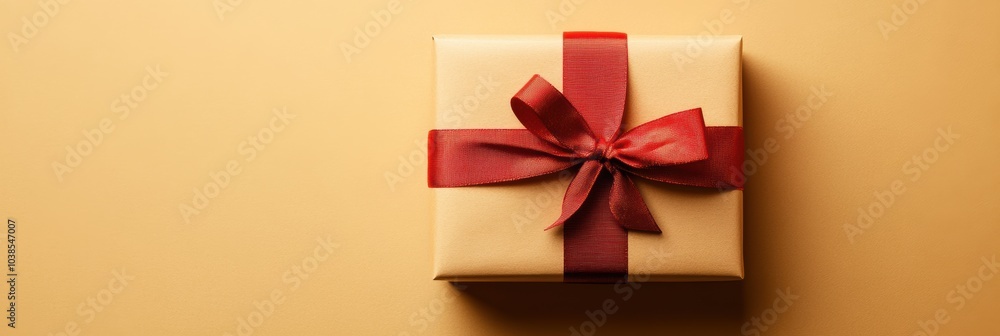 A large gift box sits elegantly, wrapped in neutral paper and adorned with a vibrant bow, ready to bring joy on a special day. Generative AI A large gift box sits elegantly, wrapped in neutral paper and adorned with a vibrant bow, ready to bring joy on a special day. Generative AI