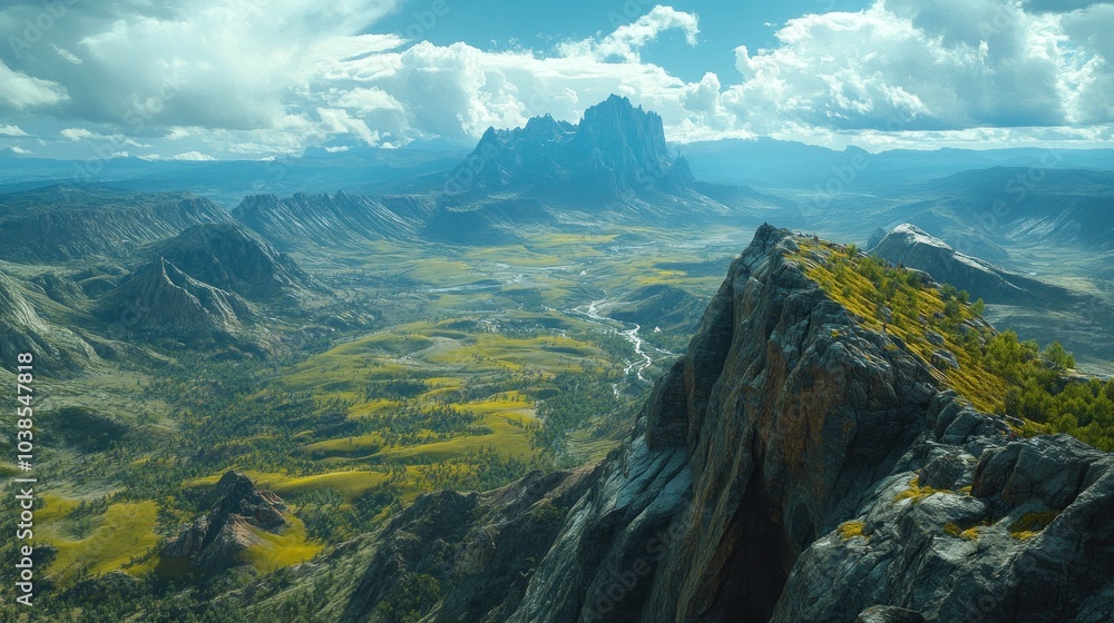 Mountainous Landscape with Valley and Stream Mountainous Landscape with Valley and Stream