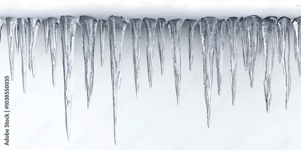 An Inside view of cave icicles on a white background. An Inside view of cave icicles on a white background.