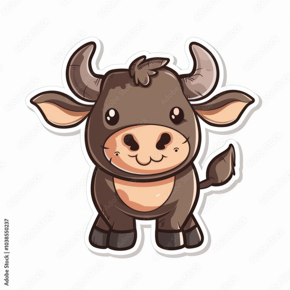 Cute cartoon ox with big eyes and friendly smile, perfect for stickers! Cute cartoon ox with big eyes and friendly smile, perfect for stickers!