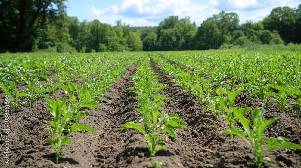 Green Rows of Young Crops