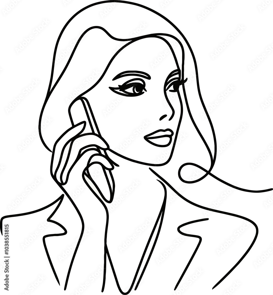a woman in elegant business clothes talks on a smartphone on a transparent background a woman in elegant business clothes talks on a smartphone on a transparent background