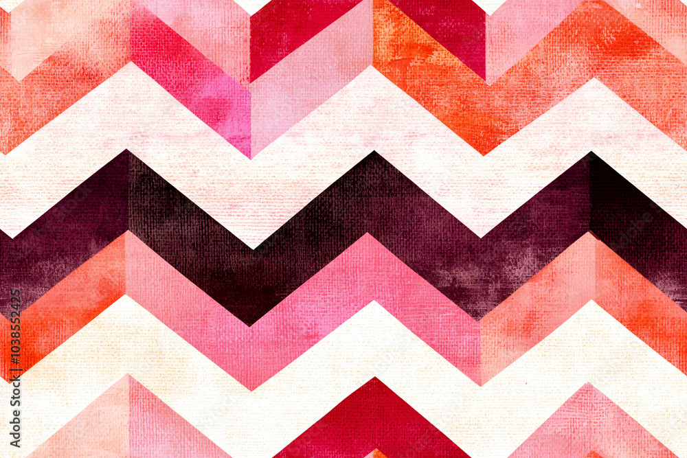 Fototapeta premium seamless repetitive pattern background of coral and wine red zigzags, passionate design
