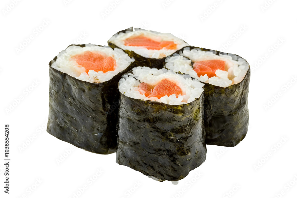Savory Futomaki Sushi with Rice and Fresh Fillings Isolated on Transparent Background Savory Futomaki Sushi with Rice and Fresh Fillings Isolated on Transparent Background