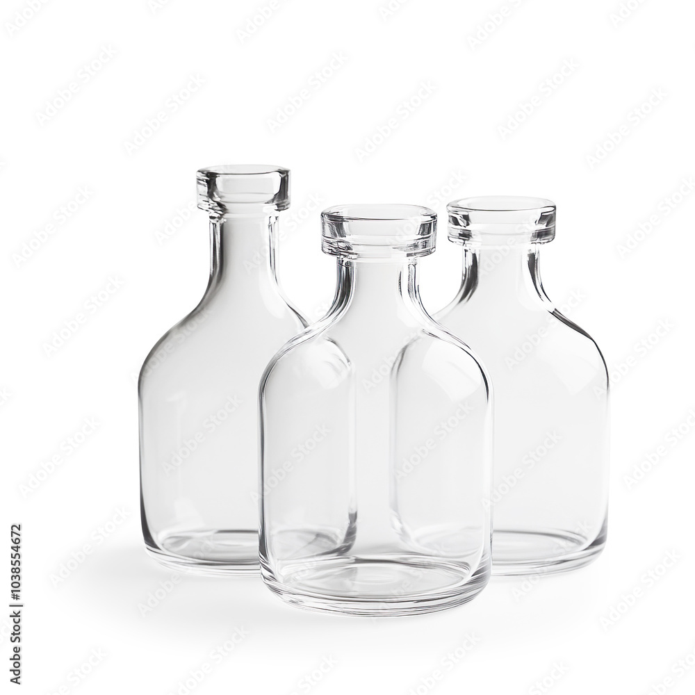 Empty Glass Flasks on a Transparent Background Empty Glass Flasks on a Transparent Background