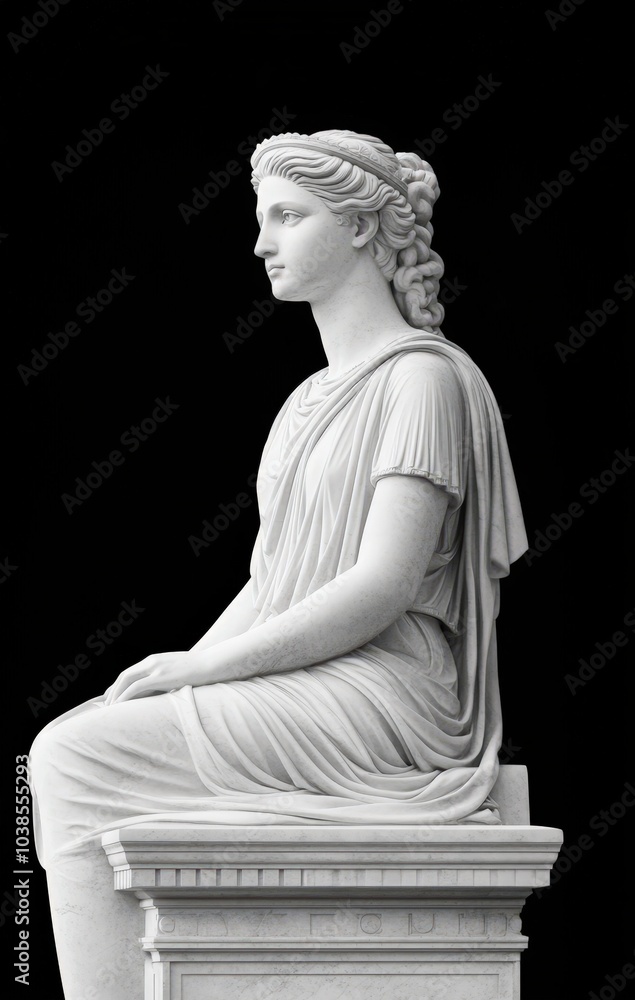 Elegant marble statue of a woman in classical greek style Elegant marble statue of a woman in classical greek style