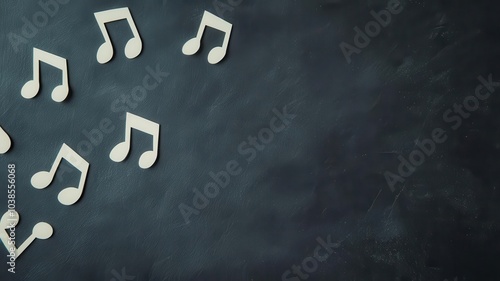 A blackboard lesson on music theory, with musical notes and symbols, Symbol of rhythm, Artistic education