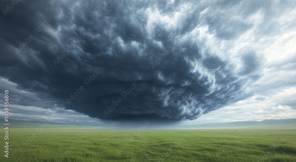 Dramatic storm clouds over a green field Dramatic storm clouds over a green field