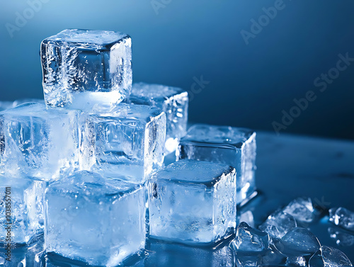 Crystal clear ice cubes illustration background