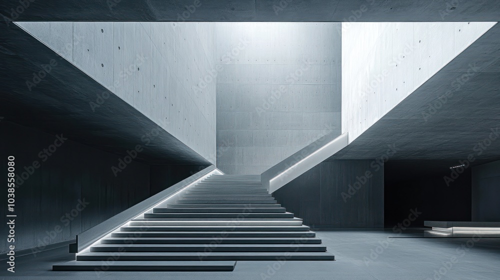 Obraz premium Modern Concrete Staircase in a Minimalist Interior