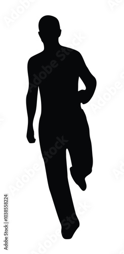 Frontal Silhouette of a Running Man. Doing sports and outdoor activities vector art. Characters having physical activity