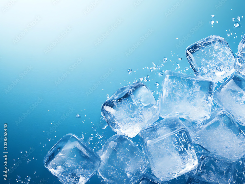Crystal clear ice cubes illustration background Crystal clear ice cubes illustration background