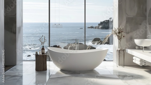 Luxury Bathroom with Ocean View