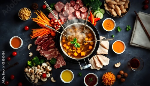 Fondue Chinoise – Swiss Hot Pot with Thinly Sliced Meats and Vegetables (Swiss Cuisine)