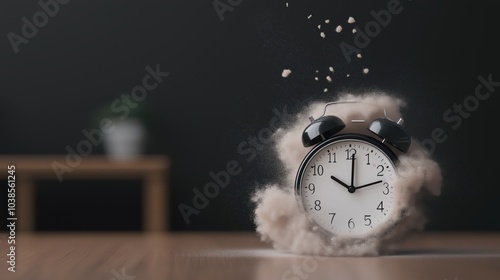 Countdown clock exploding in dust for e-commerce marketing design