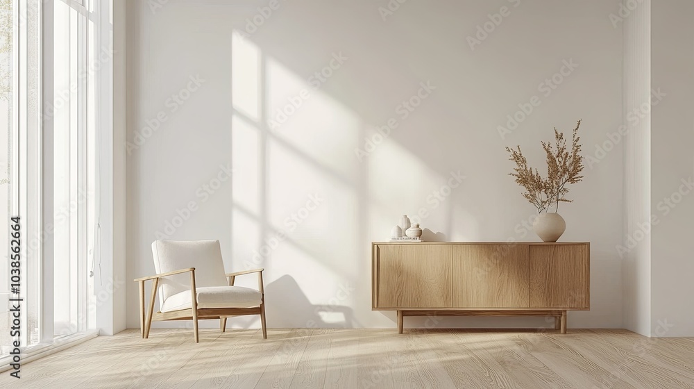 Fototapeta premium Minimalist Living Room with Natural Light and Decor