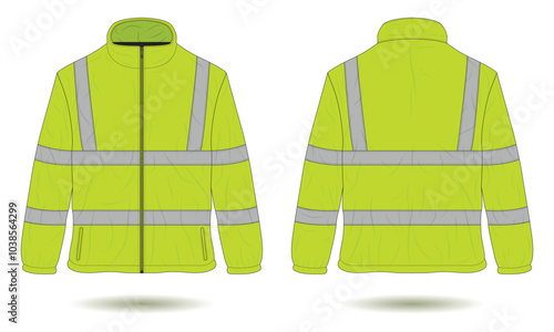Hi vis workwear jacket mockup front and back view