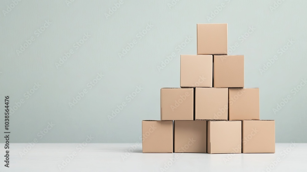 Stack of Brown Cardboard Boxes on a Light Background Stack of Brown Cardboard Boxes on a Light Background