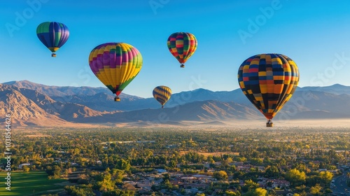 Colorful Hot Air Balloons Over Scenic Landscape