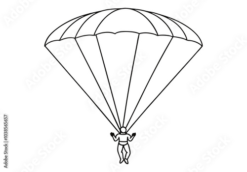 One Line Art of a Parachute with a Skydiver – Adventure Theme Vector