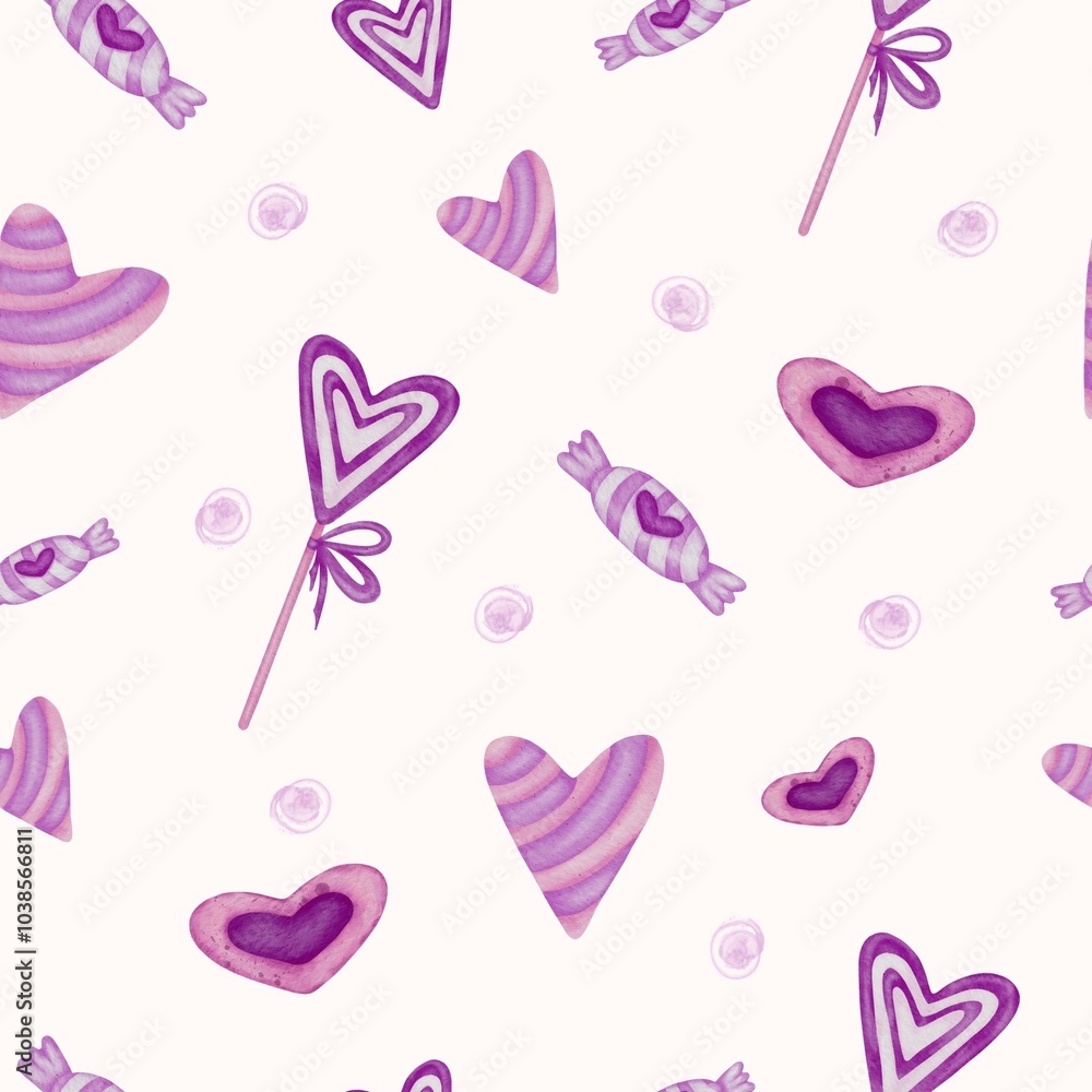Romantic Candy and Chocolate Seamless Pattern for Valentine's Day: Hearts, Gifts, and Sweet Desserts Romantic Candy and Chocolate Seamless Pattern for Valentine's Day: Hearts, Gifts, and Sweet Desserts