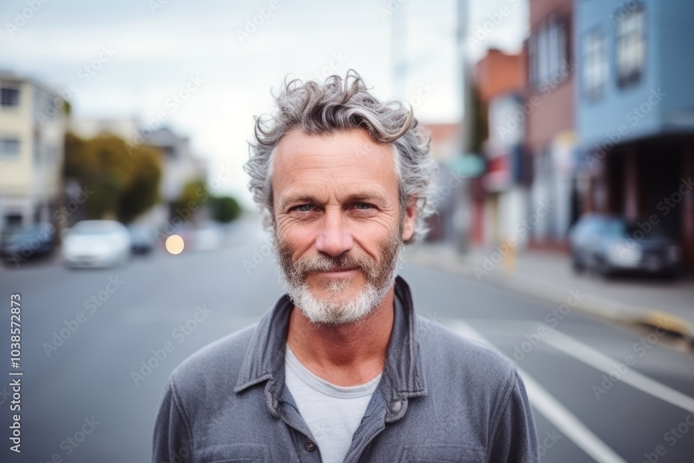 Portrait of a handsome mature man with grey hair in the city Portrait of a handsome mature man with grey hair in the city