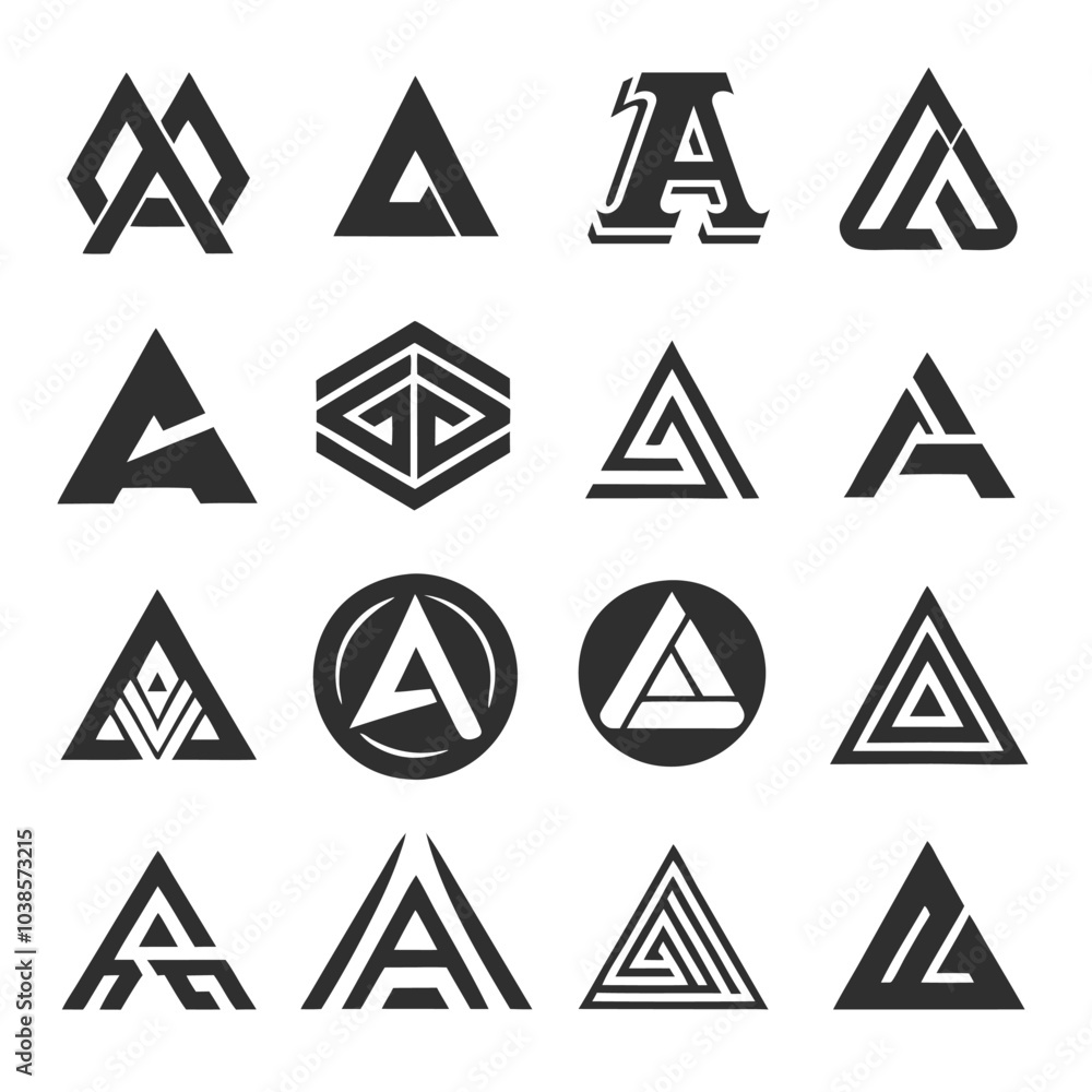 Abstract 'A' Logos Bundle Unique Vector Designs with Minimalist Style Abstract 'A' Logos Bundle Unique Vector Designs with Minimalist Style