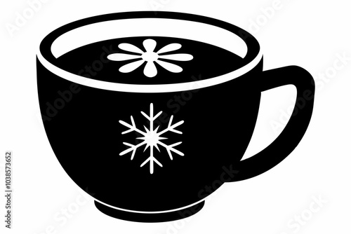 Hot Cocoa Mug silhouette vector, snowflake icon