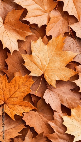 Wallpaper Mural Autumn leaves in orange hues layered on the ground, creating a warm and inviting natural carpet. Torontodigital.ca