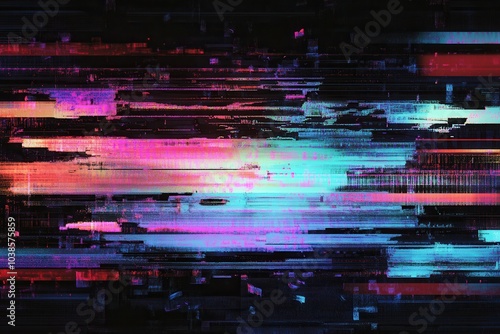 Abstract scene showcasing pixelated noise disruptions. Vintage visuals highlighting digital datamoshing in a vhs aesthetic, mimicking an old analog recording on a cassette tape photo