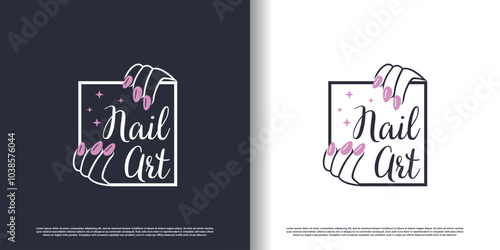 Nail logo design template with creative abstract style Premium Vector