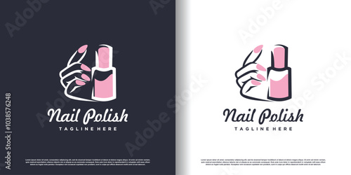 Nail logo design template with creative abstract style Premium Vector
