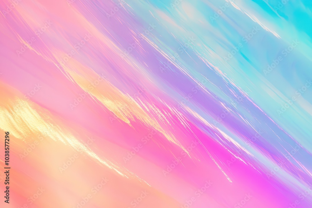 Obraz premium Lively multicolored gradient backdrop showcasing digital distortion effects. Abstract soft holographic blurry surface with textured grain and gentle noise for a retro digital experience