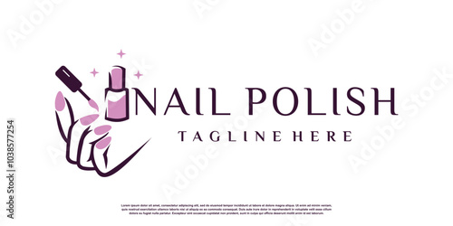 Nail logo design template with creative abstract style Premium Vector