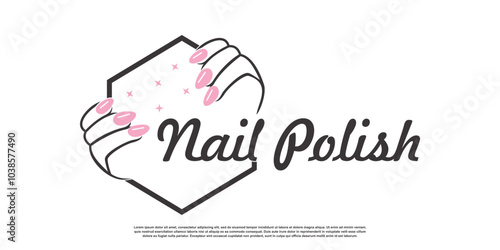 Nail logo design template with creative abstract style Premium Vector