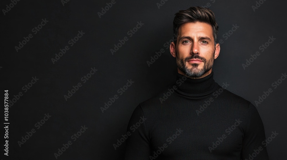 Obraz premium Confident man in black turtleneck portrait