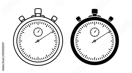 Stopwatch Vector Icons in Outline and Glyph Styles