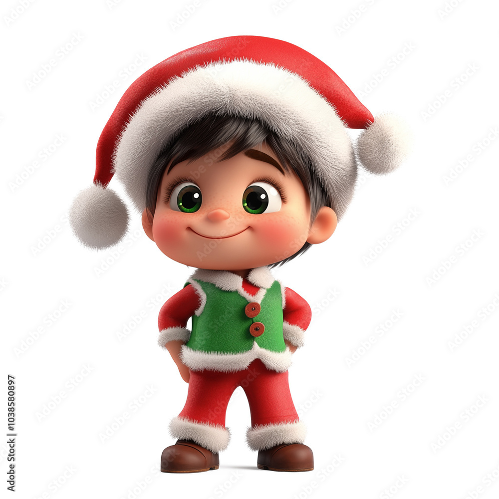 The Christmas Kid in Santa Hat Isolated. Generative AI The Christmas Kid in Santa Hat Isolated. Generative AI