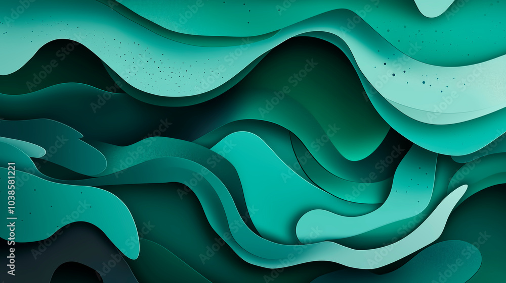A multi-layered abstract design with flowing shapes in various shades of green, creating a modern artistic pattern. A multi-layered abstract design with flowing shapes in various shades of green, creating a modern artistic pattern.
