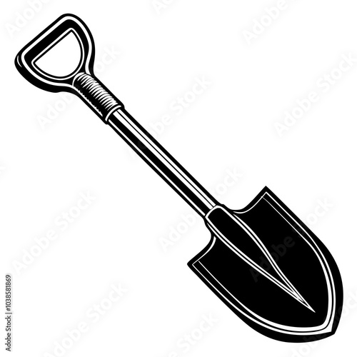 shovel isolated on white silhouette 
