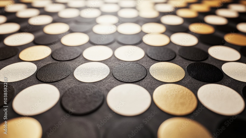 Large and small circles are scattered across a diagonal grid, creating a striking abstract geometric pattern on a textured backdrop. Generative AI Large and small circles are scattered across a diagonal grid, creating a striking abstract geometric pattern on a textured backdrop. Generative AI