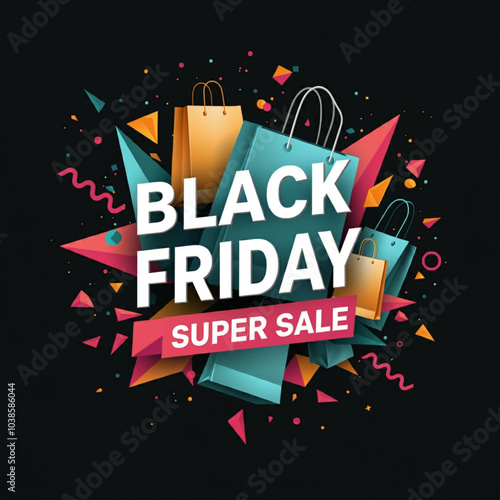 Colorful Black Friday Super Sale Illustration