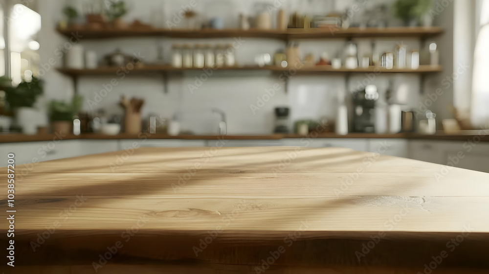 Beautiful Wooden Countertop in a Clean Kitchen Setting Beautiful Wooden Countertop in a Clean Kitchen Setting