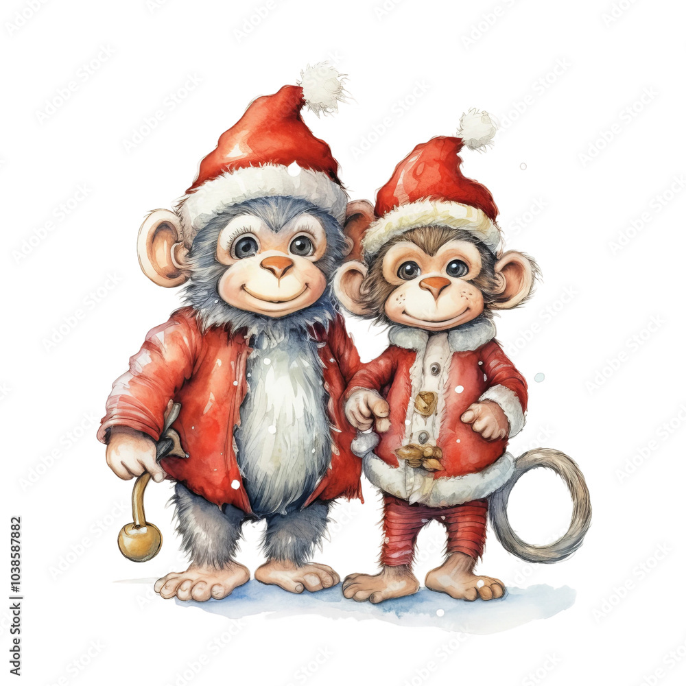 Monkeys in Christmas hats Monkeys in Christmas hats